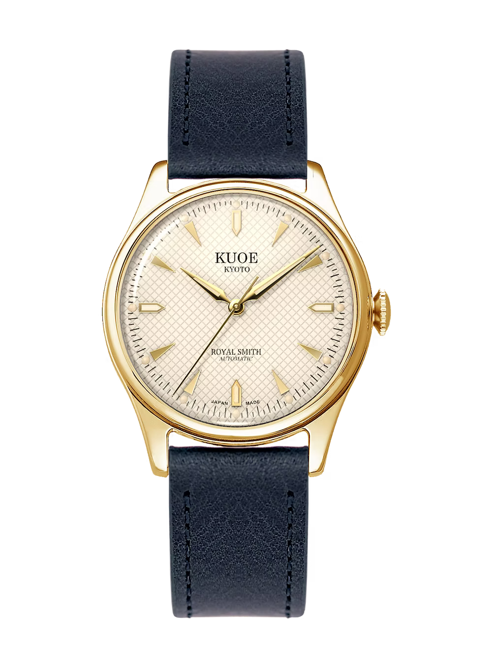 KUOE Original leather strap, 18mm, black Italian leather, gold clasp
