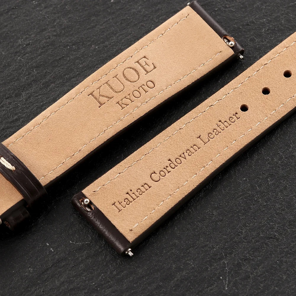 KUOE Original leather strap, 18mm, dark brown made of Italian Cordovan leather