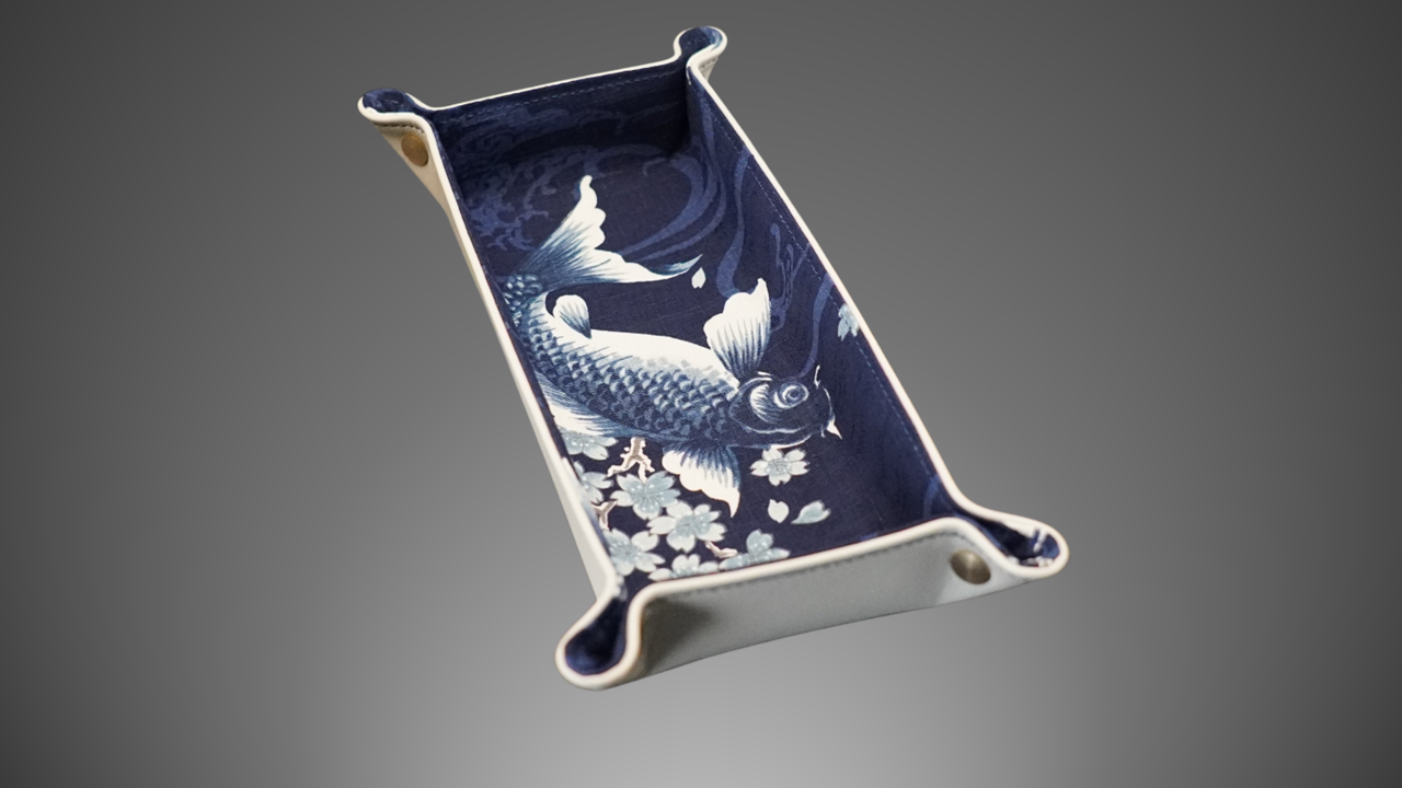 Exclusive watch and jewelry tray – handmade unique pieces, model "Kois - Navy Blue", 24 x 12