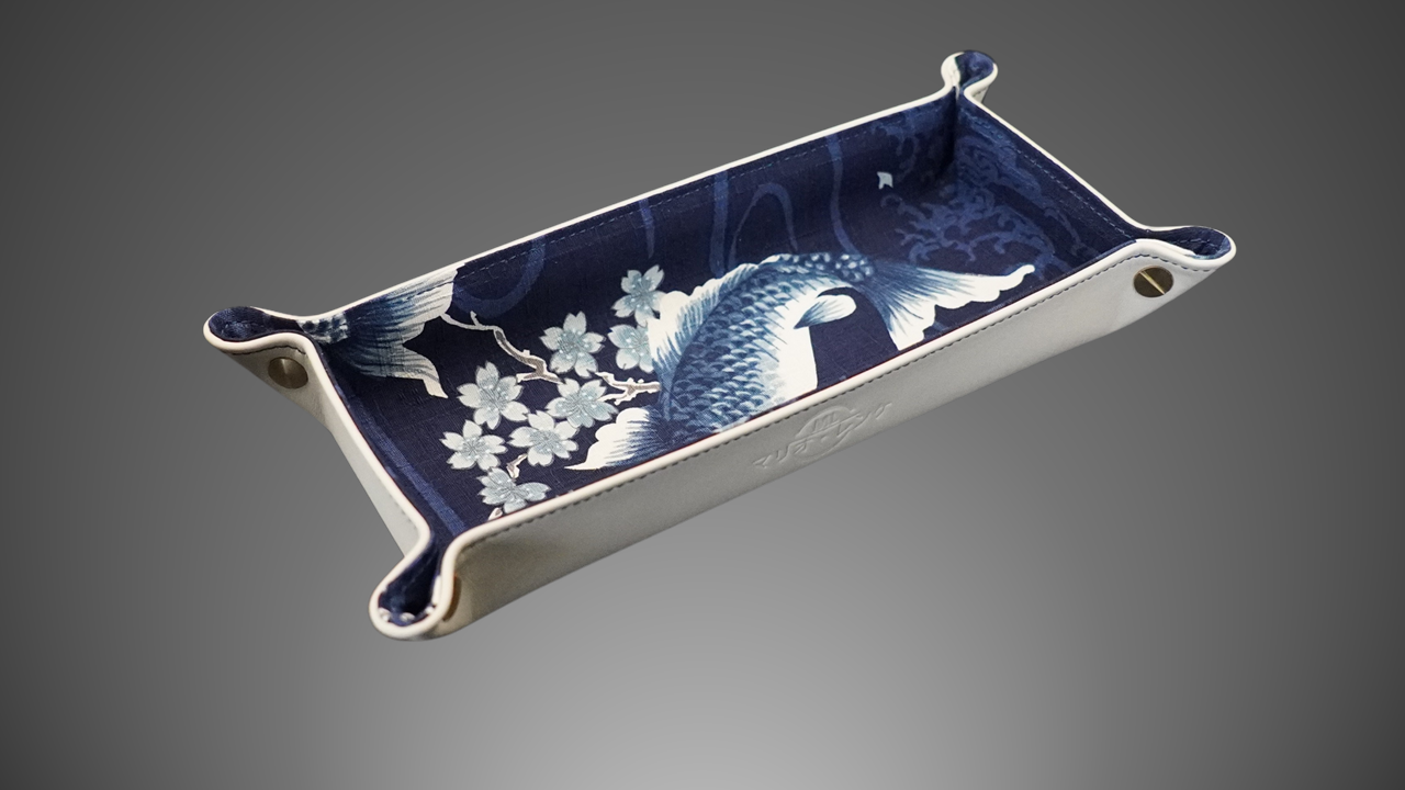 Exclusive watch and jewelry tray – handmade unique pieces, model "Kois - Navy Blue", 24 x 12