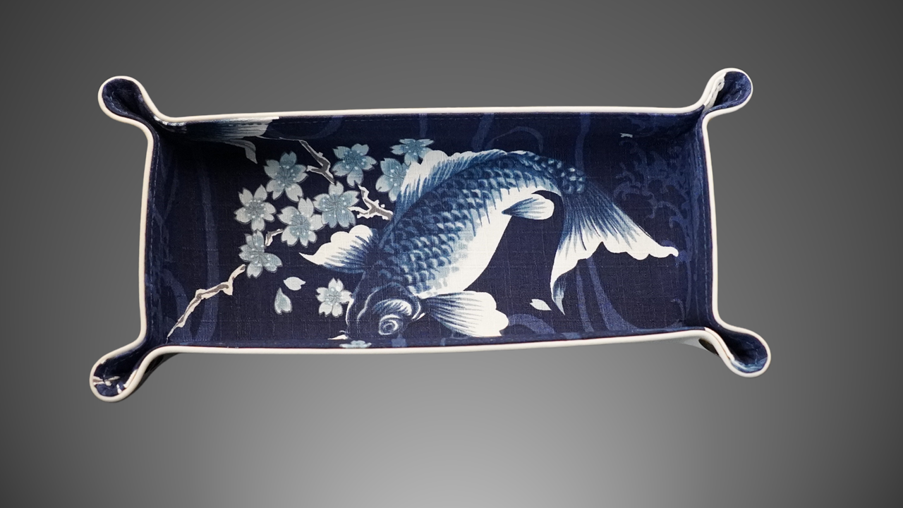 Exclusive watch and jewelry tray – handmade unique pieces, model "Kois - Navy Blue", 24 x 12