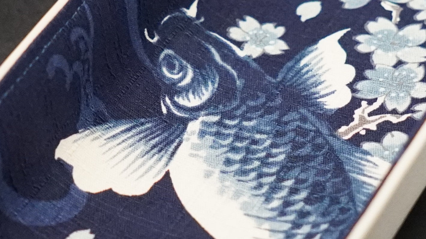 Exclusive watch and jewelry tray – handmade unique pieces, model "Kois - Navy Blue", 24 x 12