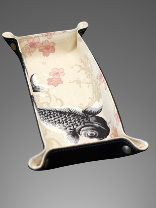 Exclusive watch and jewelry tray – handmade unique pieces, model "Kois - Light Beige", 24 x 12