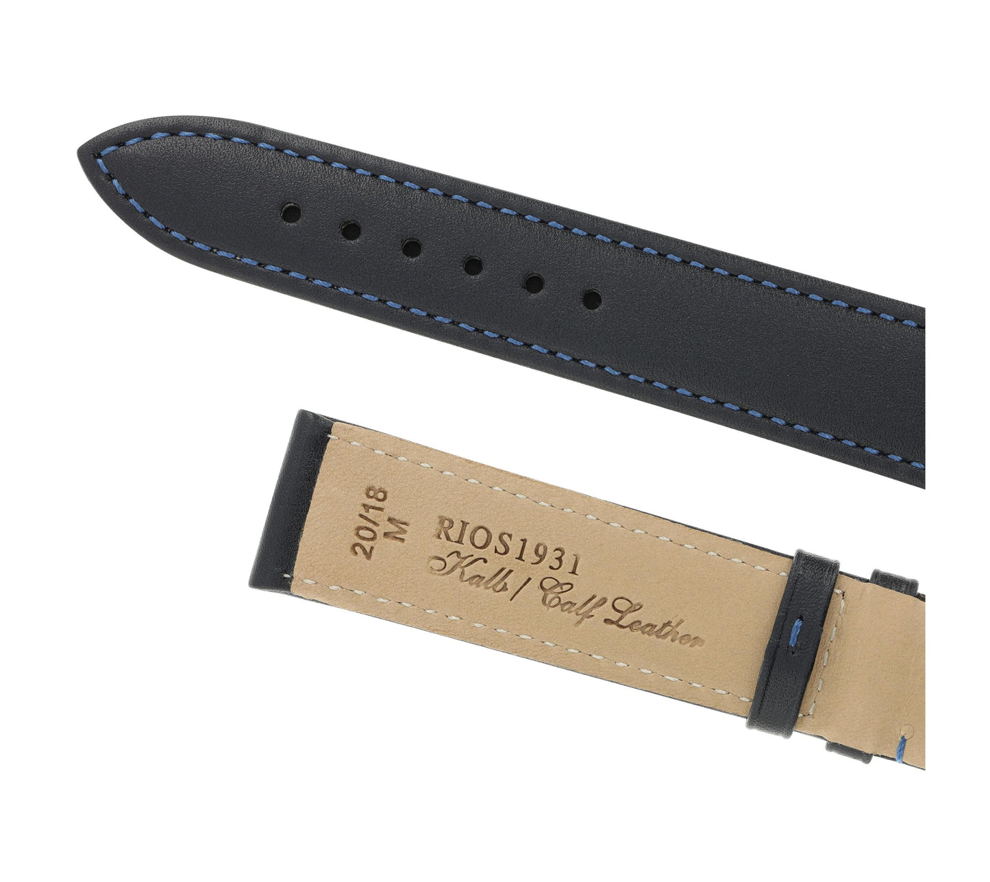 RIOS1931 Calfskin strap 20mm - ocean blue - length M