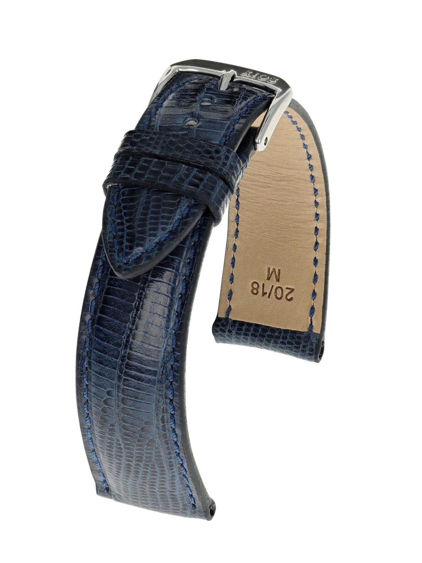 RIOS1931 Genuine Teju Lizard Leather Bracelet 20mm - Ocean Blue - Length M