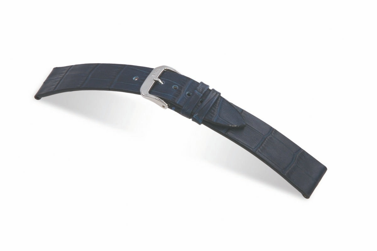 RIOS1931 leather bracelet with alligator grain embossed - navy blue - length S