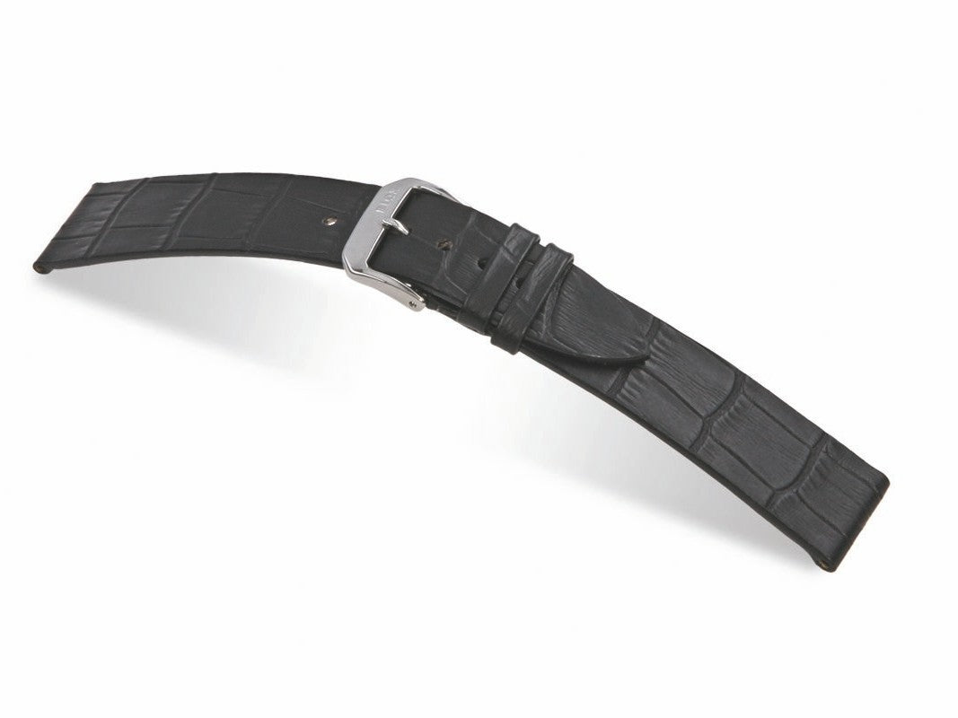 RIOS1931 leather bracelet with alligator grain embossed - black - length S