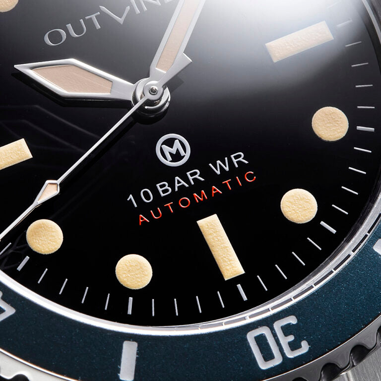 Outline Navy Diver with riveted steel bracelet + crushed denim strap (special set) Limited Edition