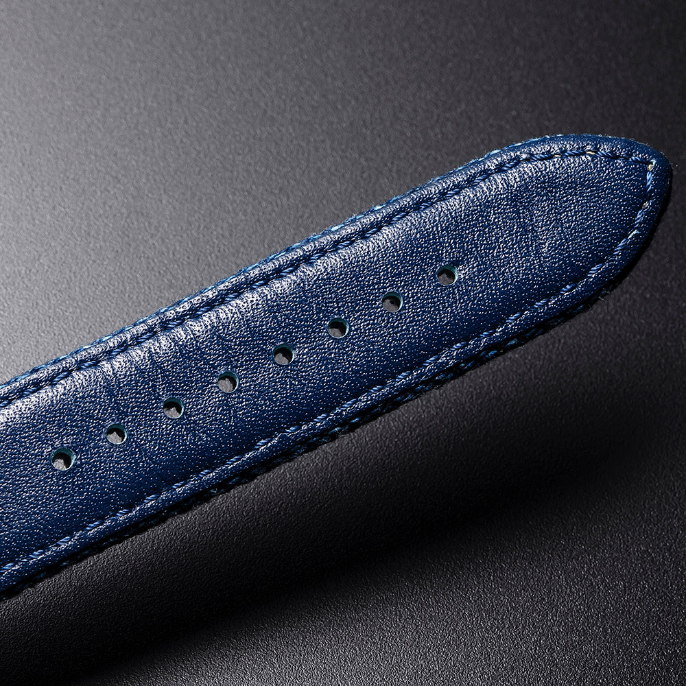 Outline Navy Diver with riveted steel bracelet + crushed denim strap (special set) Limited Edition