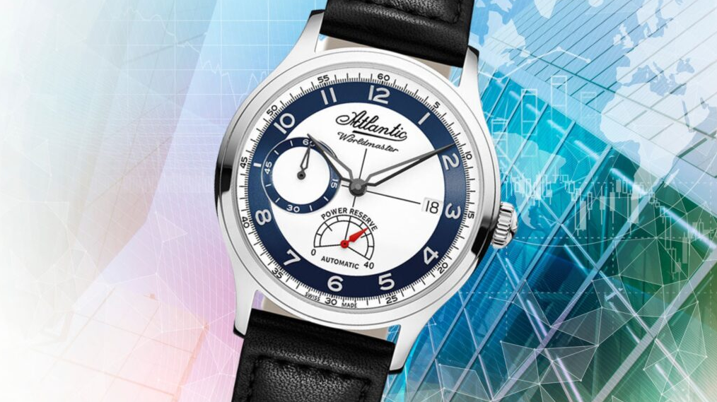 Atlantic Worldmaster Original Power Reserve Automatik – Weiß & Blau (39 mm)