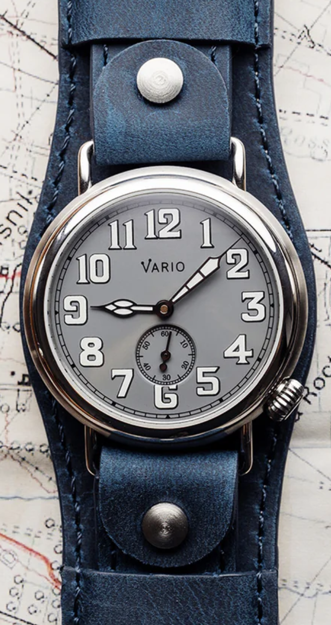 Vario 1918 Trench Gray Dial with White Lume Indigo Blue 37mm
