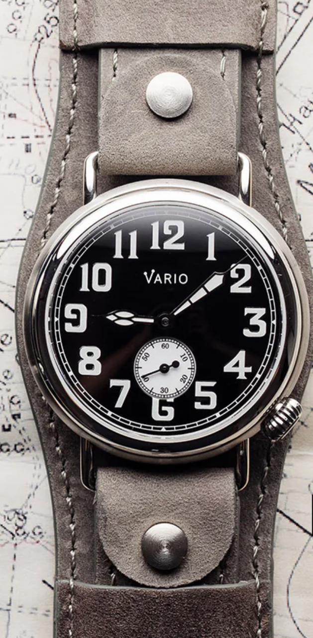 Vario 1918 Trench Black Dial whit White Lume Watch Ash Gray 37 mm