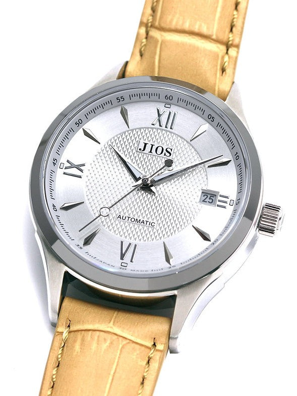 JIOS „SEIRAN“ Silbernes Zifferblatt x silberne Zeiger x Camel