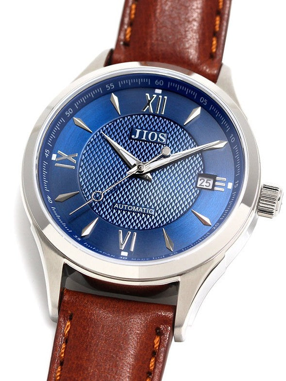 Seiran Silberne Herrenuhr Blaues Zifferblatt JIOS „SEIRAN“ Blaues