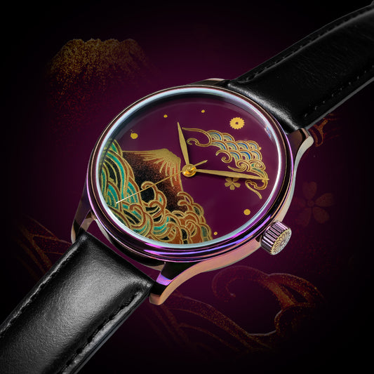 WANCHER Dream Watch – Urushi Purple Kindai Maki-e „Aka Fuji" Red Ororu – Einzelstück