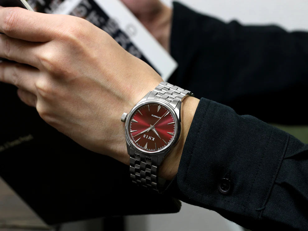 KNIS Automatic Sunray Dail Wine Red 38 mm