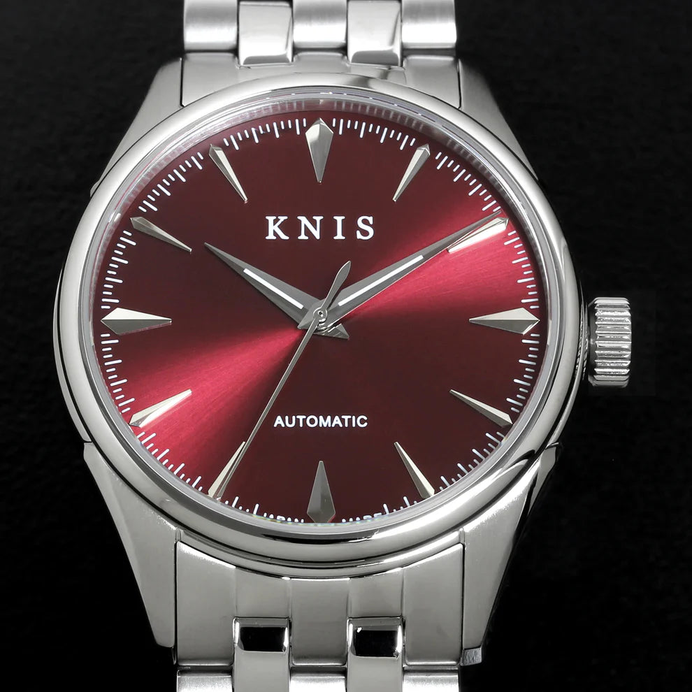 KNIS Automatic Sunray Dail Wine Red 38 mm