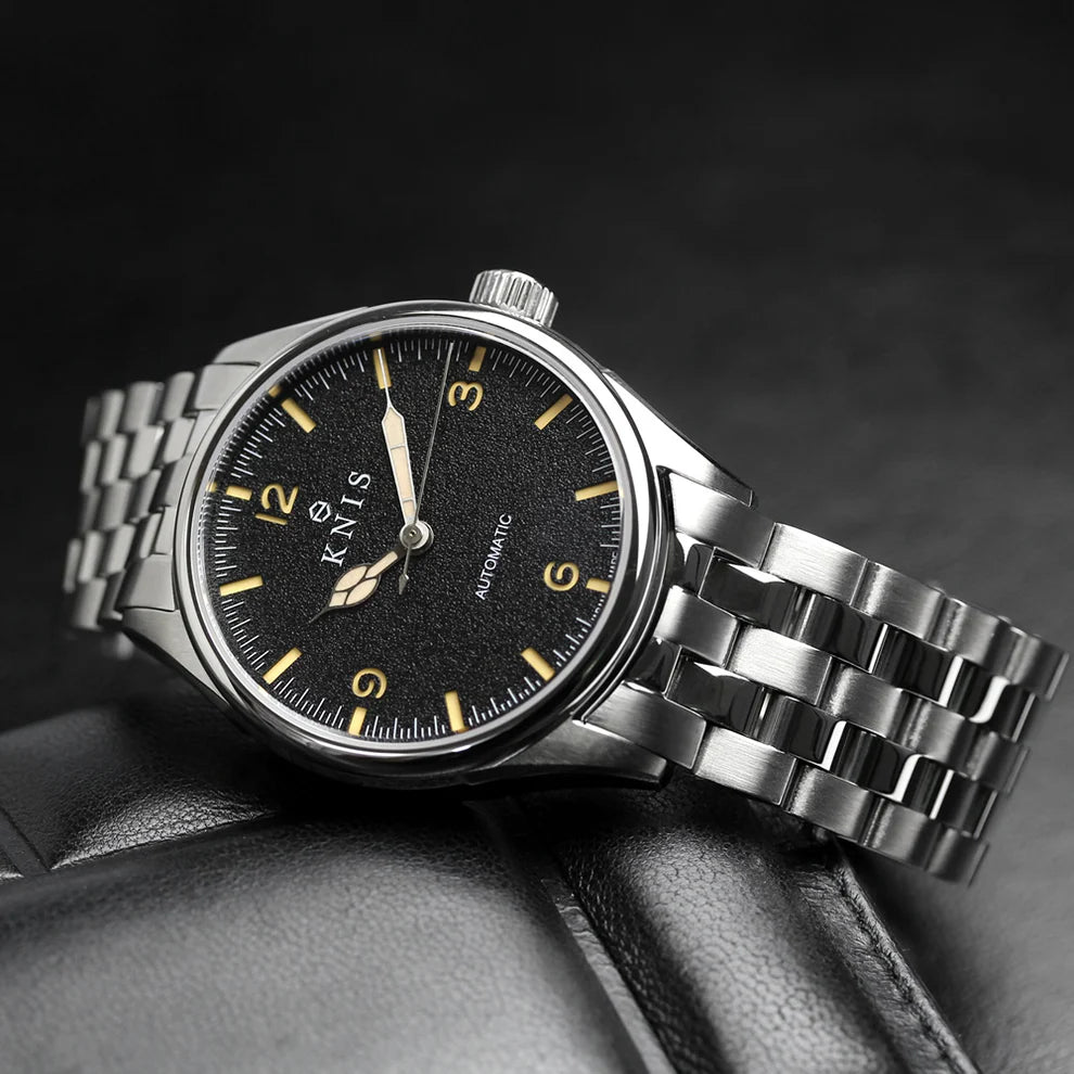 KNIS Automatic Retro Modern Super Luminova Black Modern 38 mm