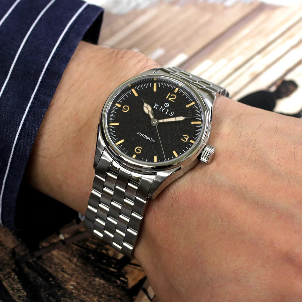 KNIS Automatic Retro Modern Super Luminova Black Modern 38 mm