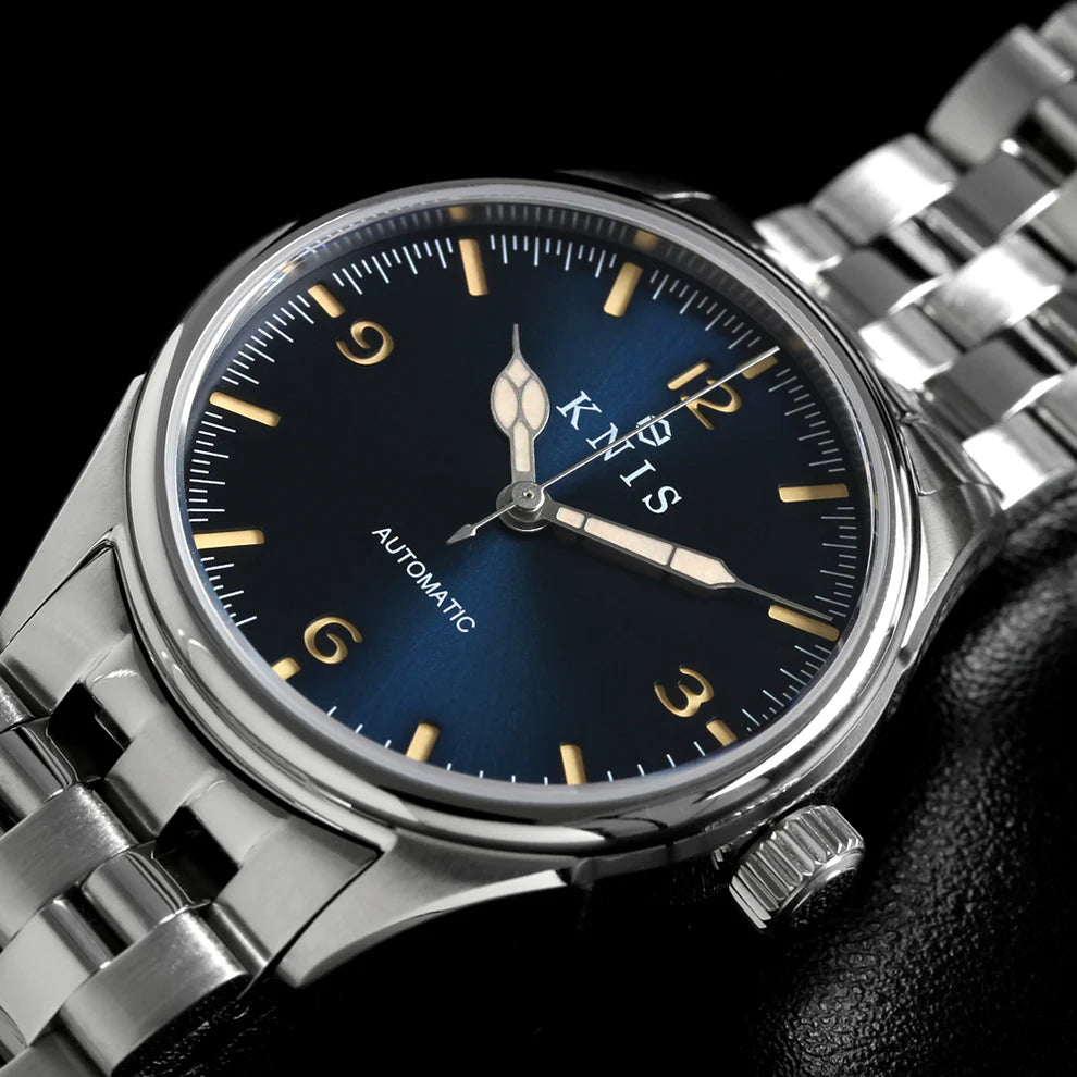 KNIS Automatic Retro Modern Super Luminova Blue 38 mm