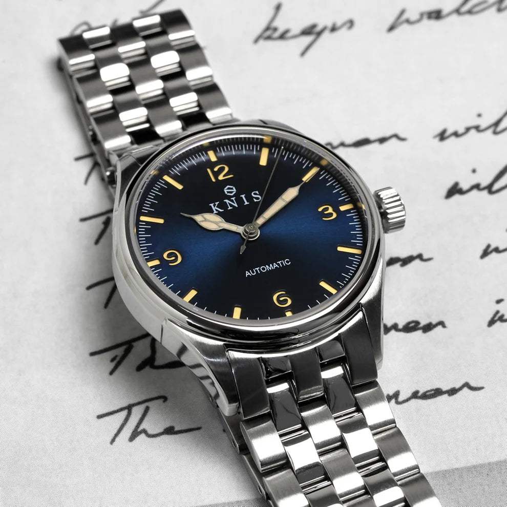 KNIS Automatic Retro Modern Super Luminova Blue 38 mm