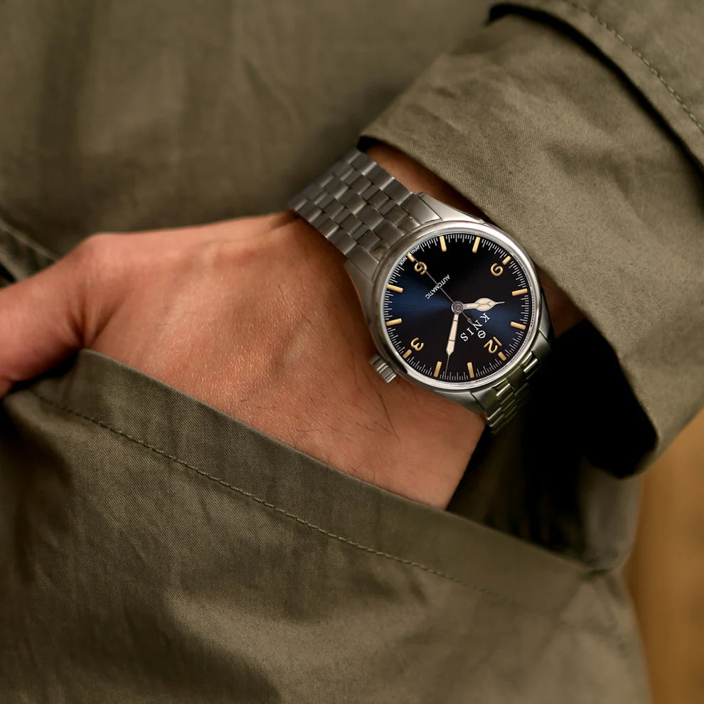KNIS Automatic Retro Modern Super Luminova Blue 38 mm