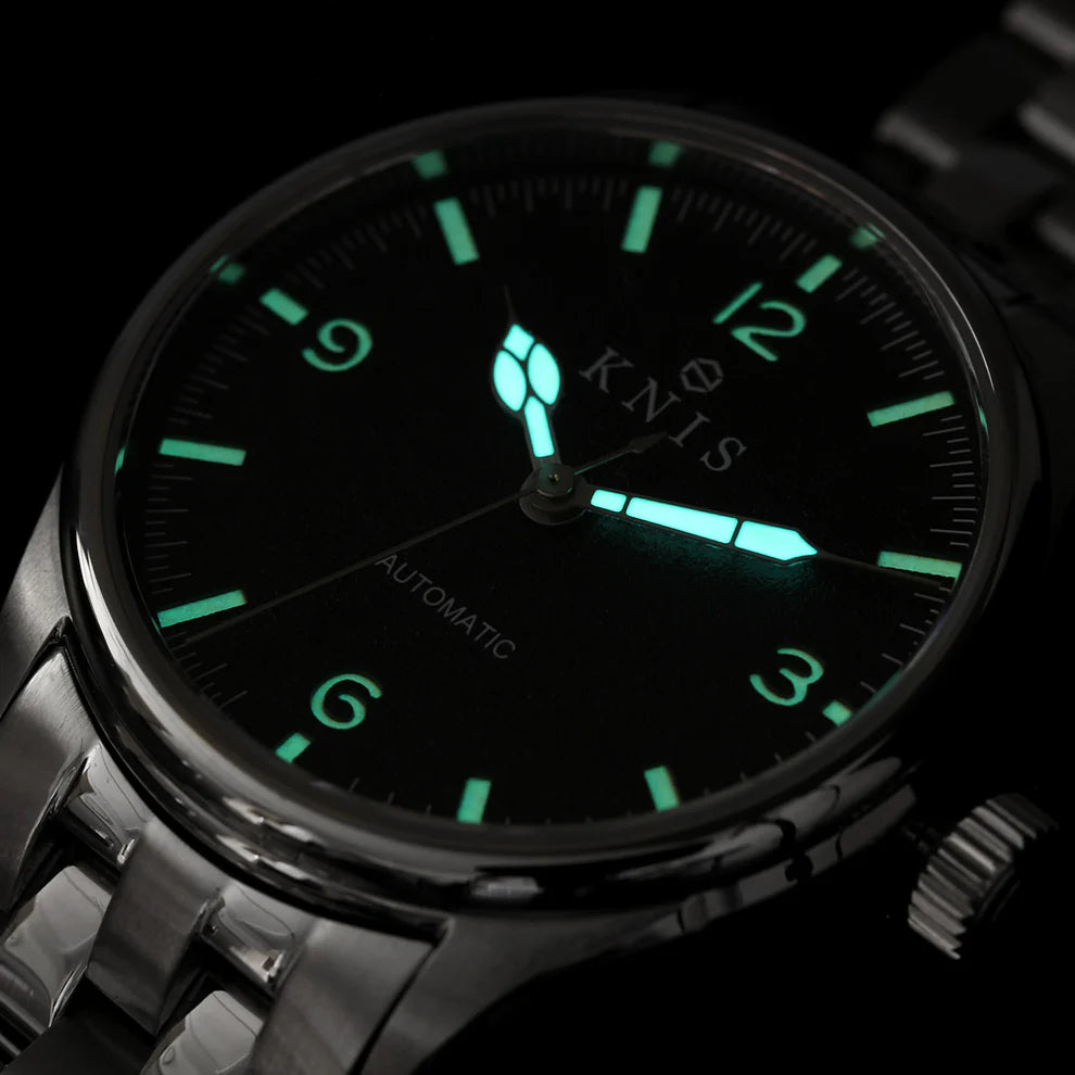 KNIS Automatic Retro Modern Super Luminova Black Modern 38 mm