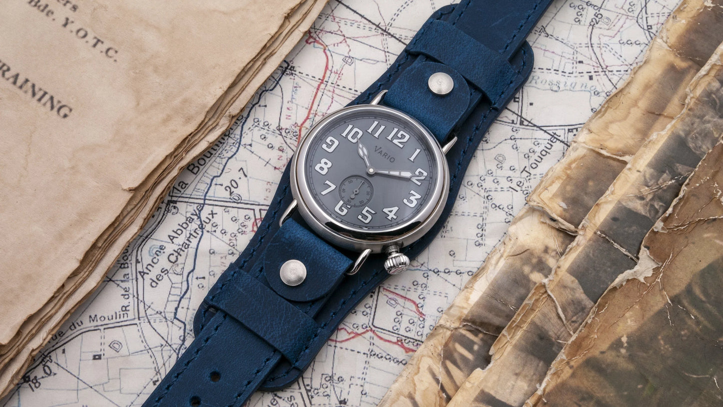 Vario 1918 Trench Gray Dial with White Lume Indigo Blue 37mm