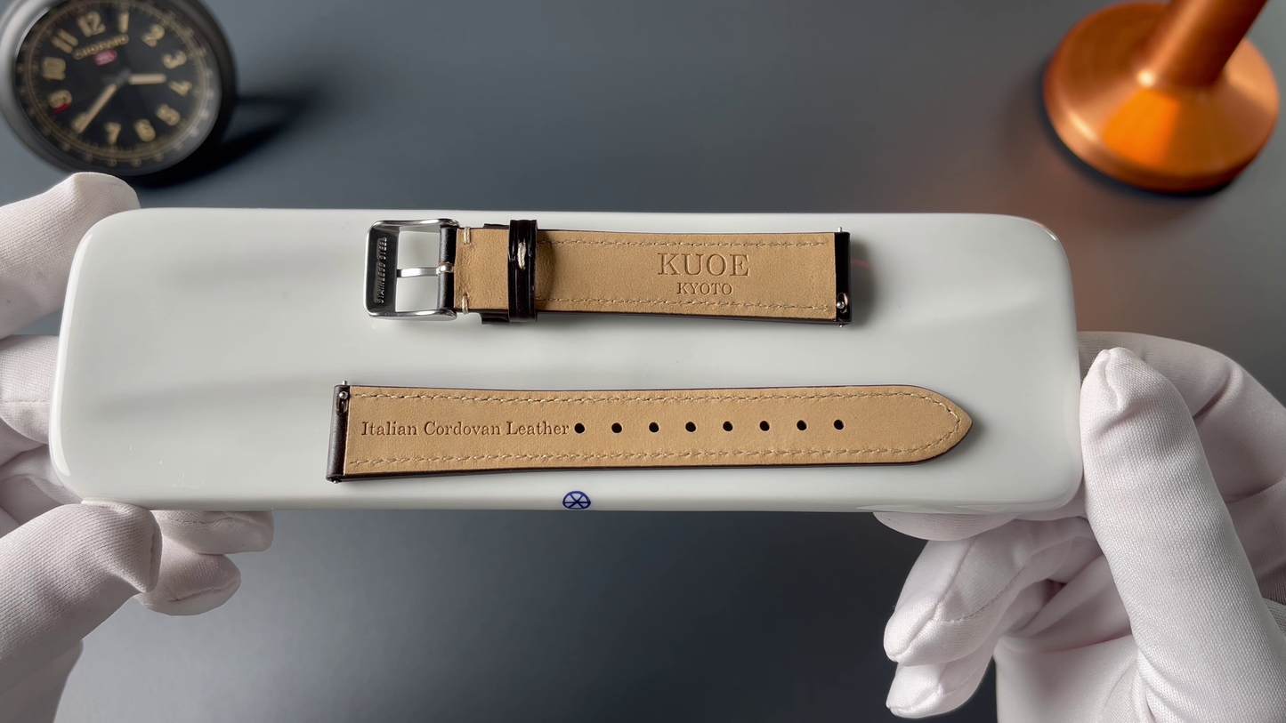 KUOE Original leather strap, 18mm, dark brown made of Italian Cordovan leather