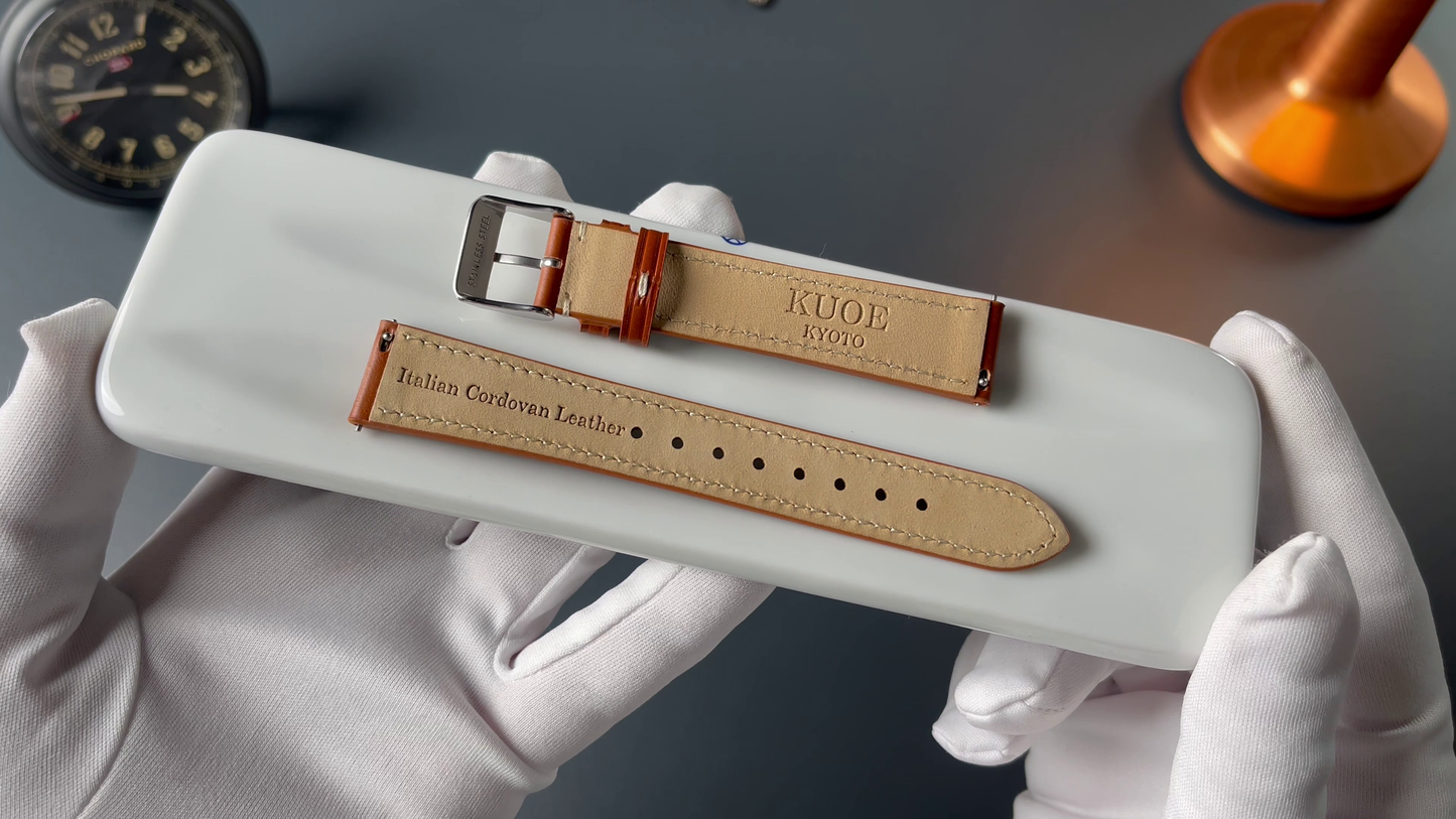 KUOE Original leather strap, 18mm, color "Whisky" made of Italian Cordovan leather