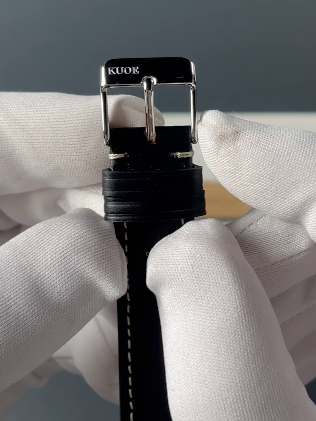KUOE Original Leather Strap, 18mm, Black made of Italian Cordovan Leather