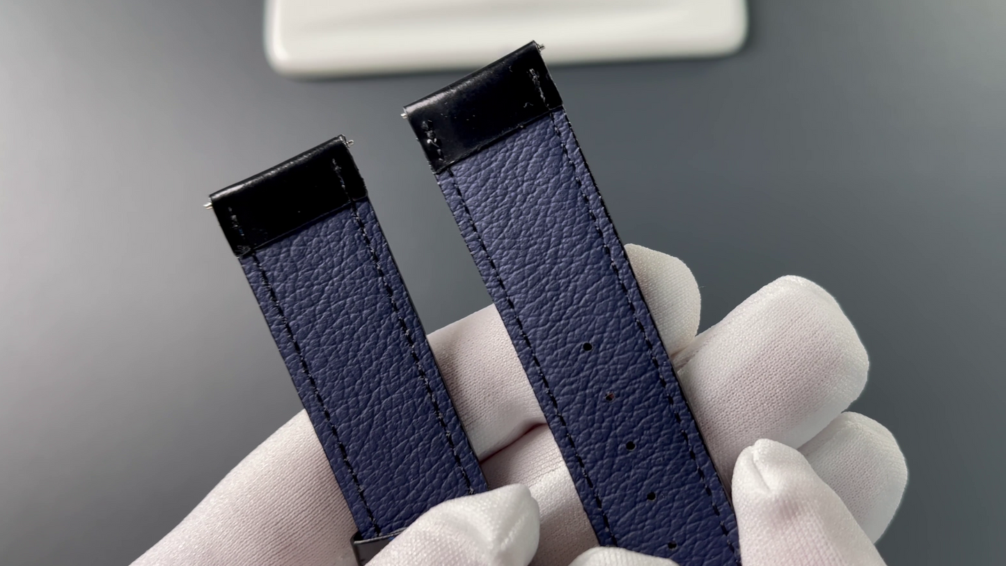 Exclusive calf leather strap 20mm blue-black