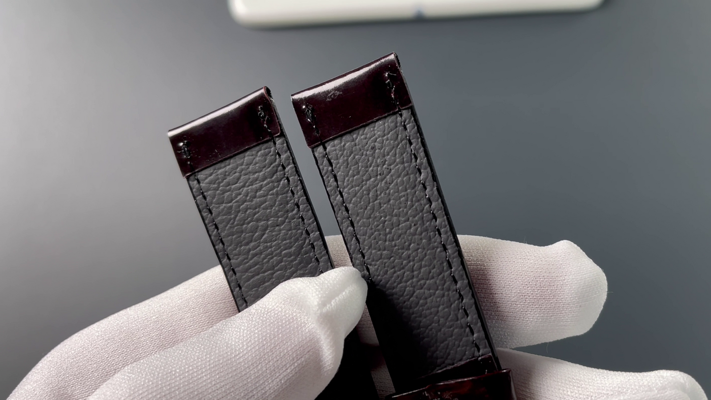 Exclusive calfskin strap 20mm burgundy-black