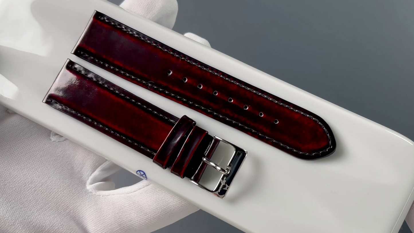Exclusive calfskin strap 20mm burgundy-black