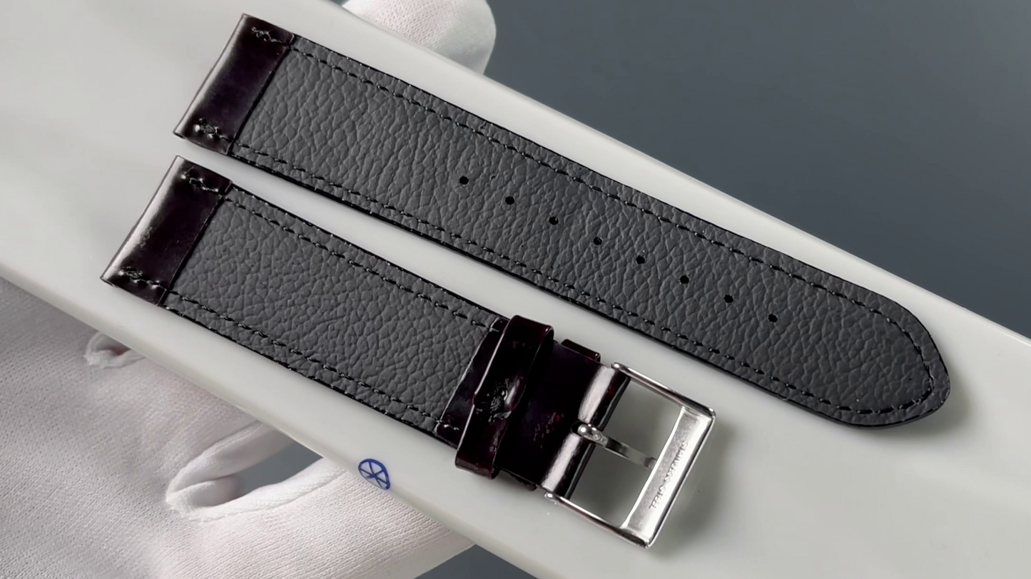 Exclusive calfskin strap 20mm burgundy-black