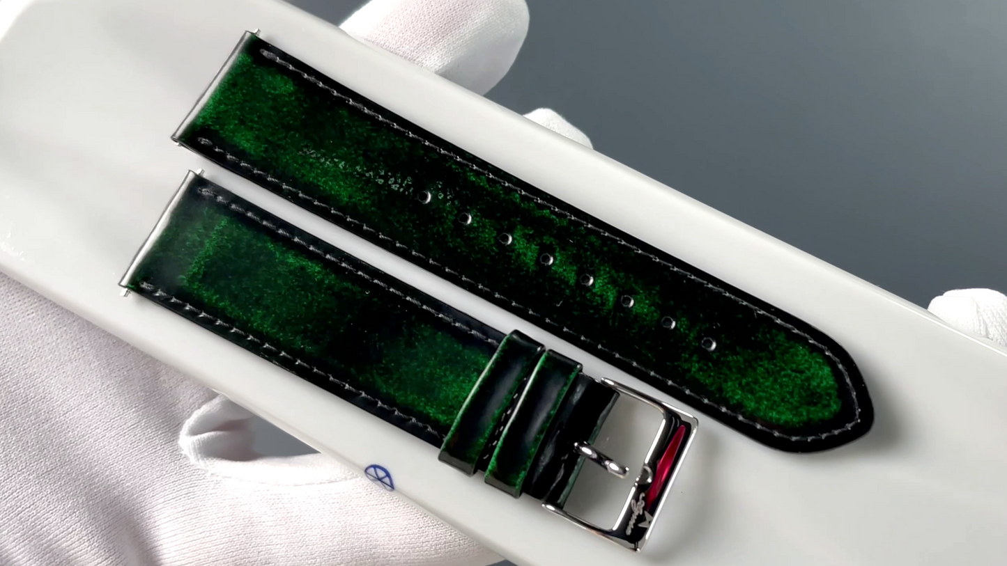 Exclusive calf leather strap 20mm green-black