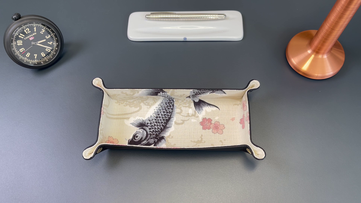 Exclusive watch and jewelry tray – handmade unique pieces, model "Kois - Light Beige", 24 x 12