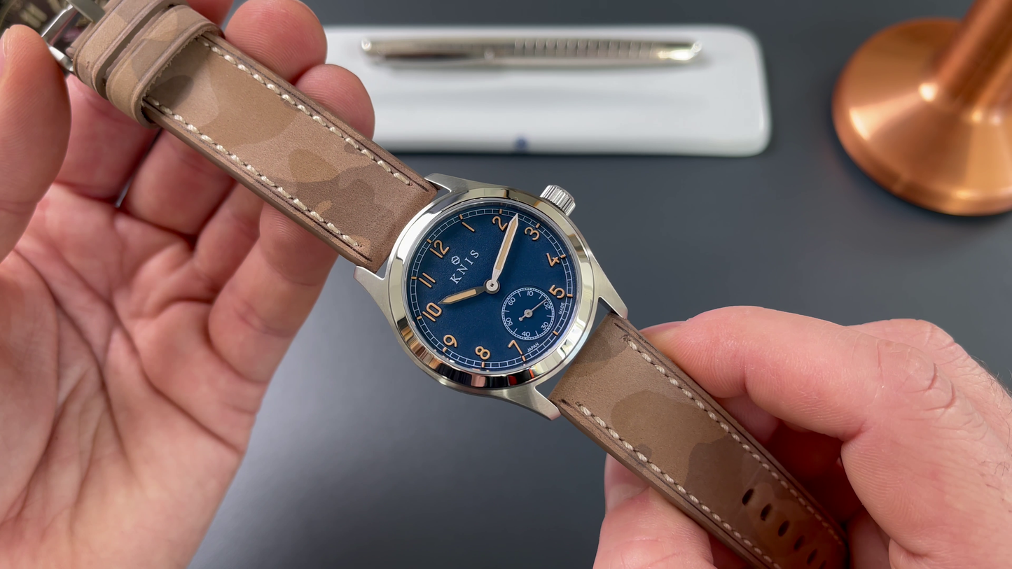 RIOS1931 Cowhide Leather Strap 20mm - Sand-colored with Camouflage Pattern - Size M
