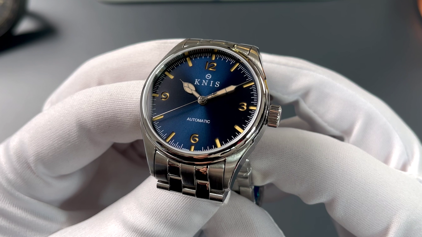 KNIS Automatic Retro Modern Super Luminova Blue 38 mm