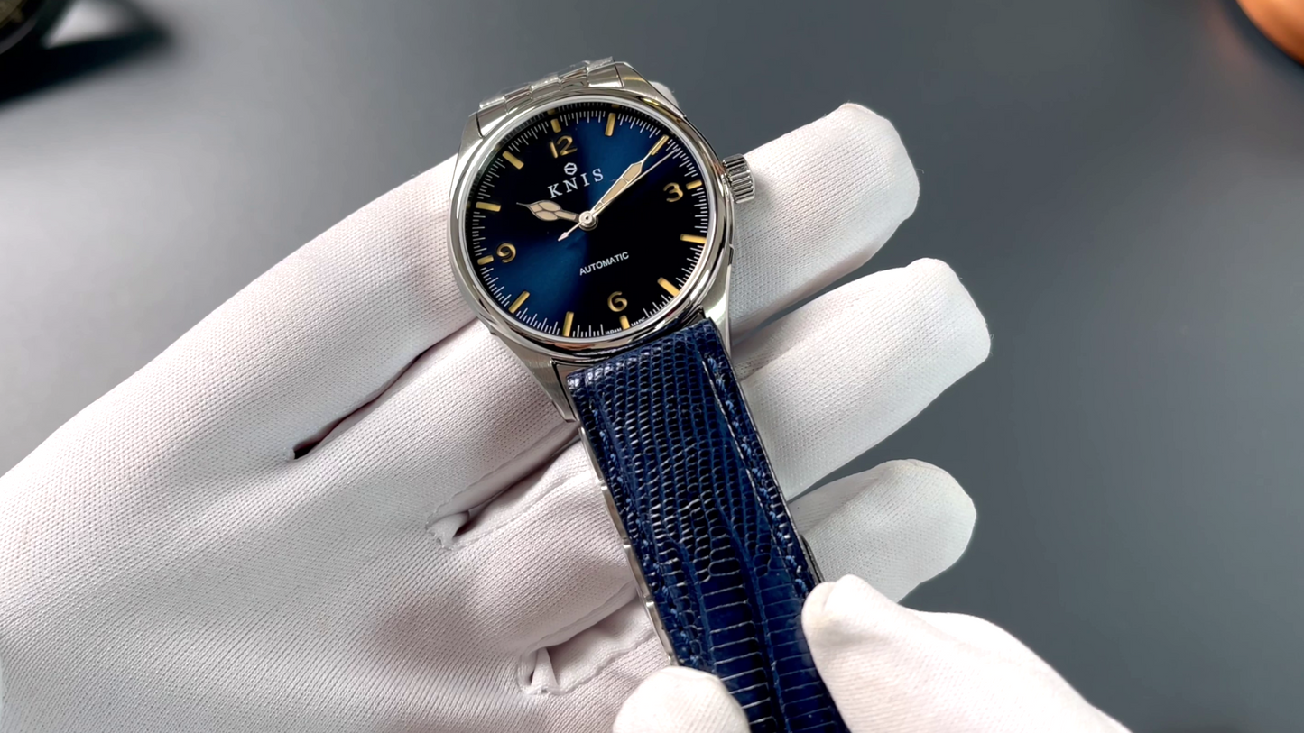 KNIS Automatic Retro Modern Super Luminova Blue 38 mm