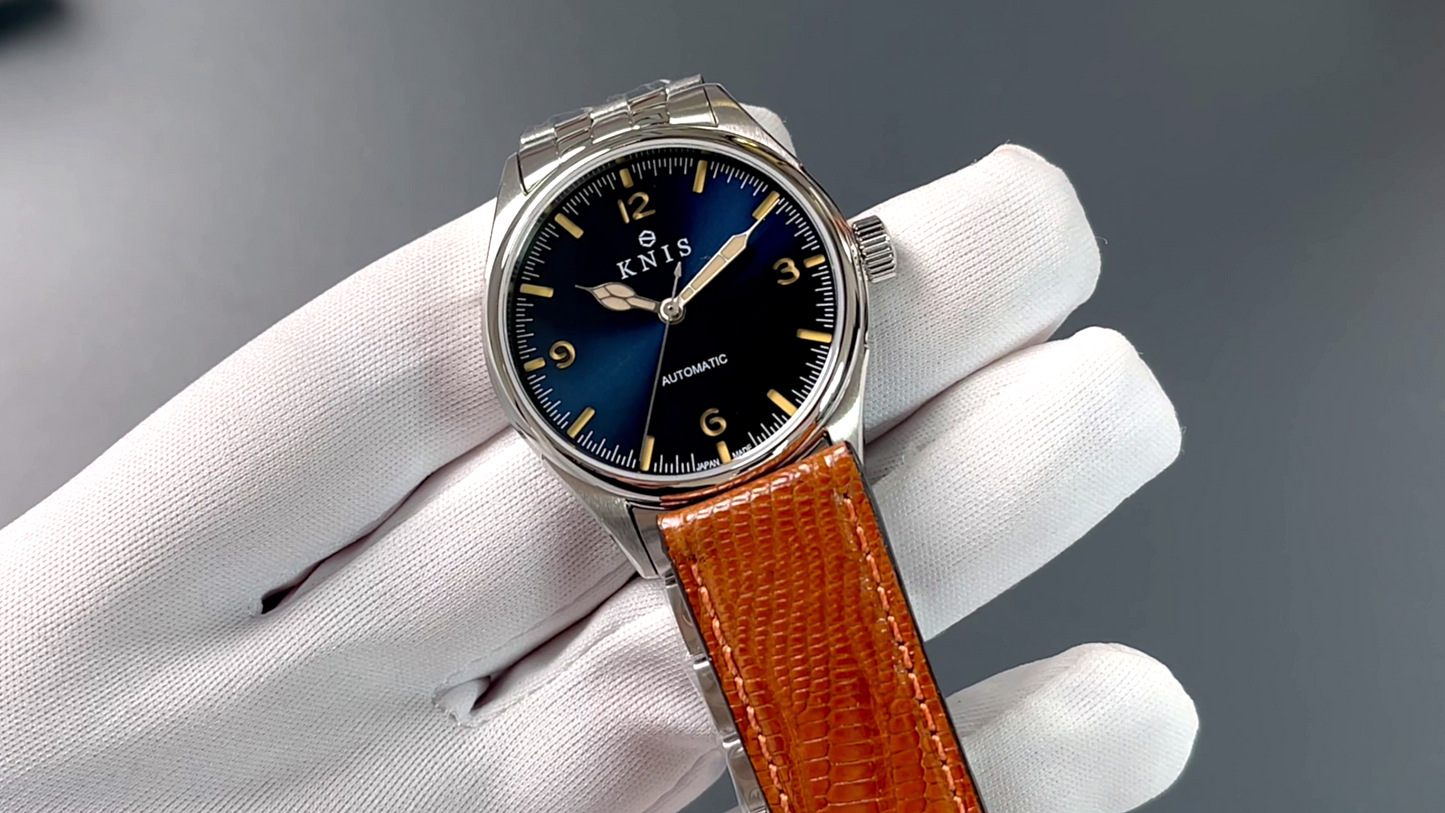 KNIS Automatic Retro Modern Super Luminova Blue 38 mm