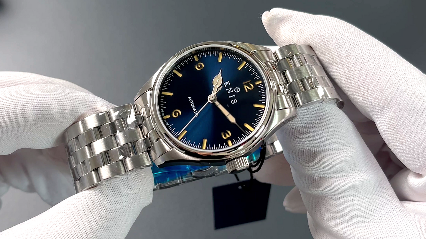 KNIS Automatic Retro Modern Super Luminova Blue 38 mm