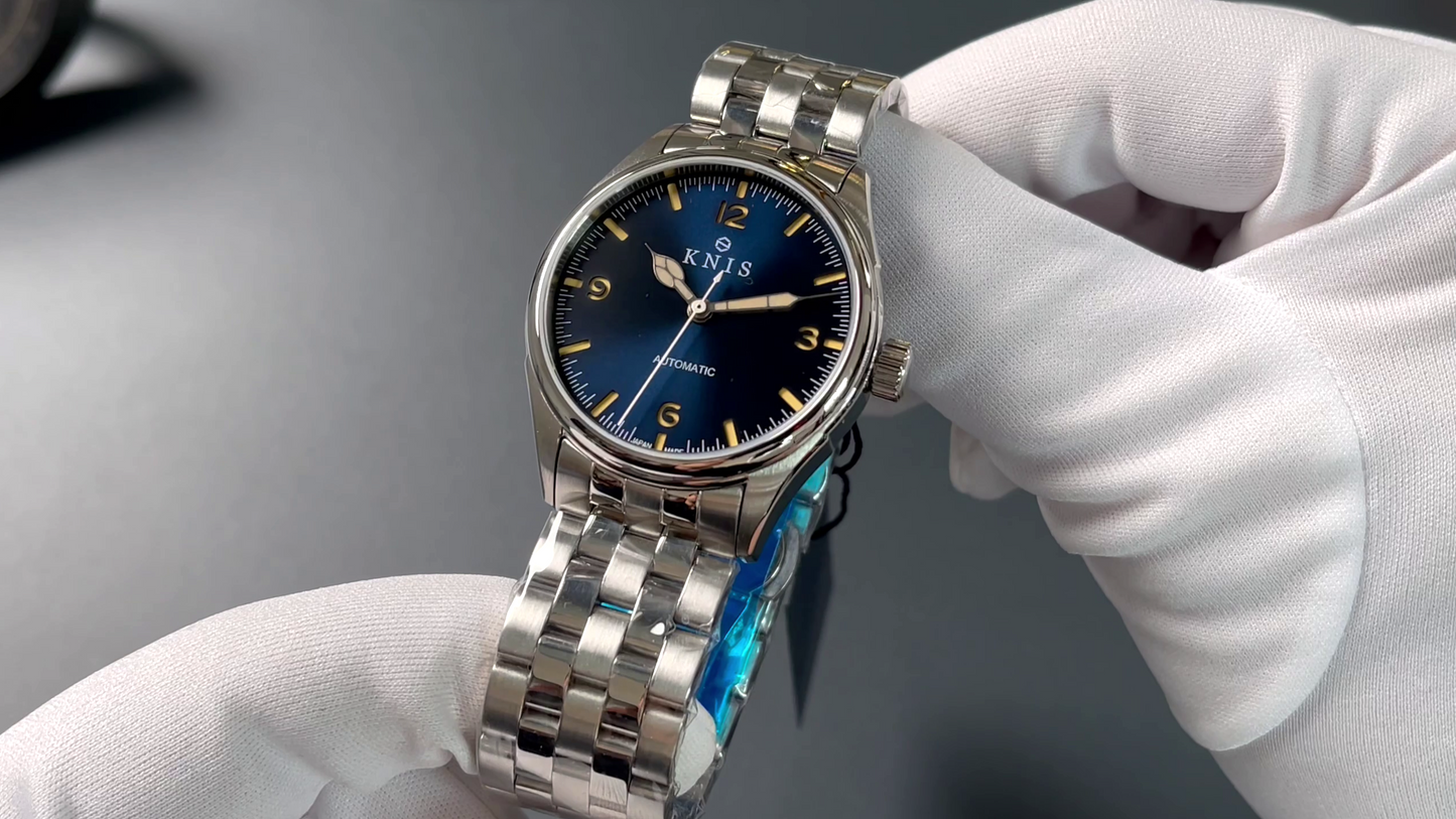 KNIS Automatic Retro Modern Super Luminova Blue 38 mm