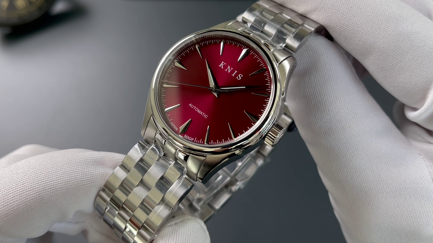 KNIS Automatic Sunray Dail Wine Red 38 mm