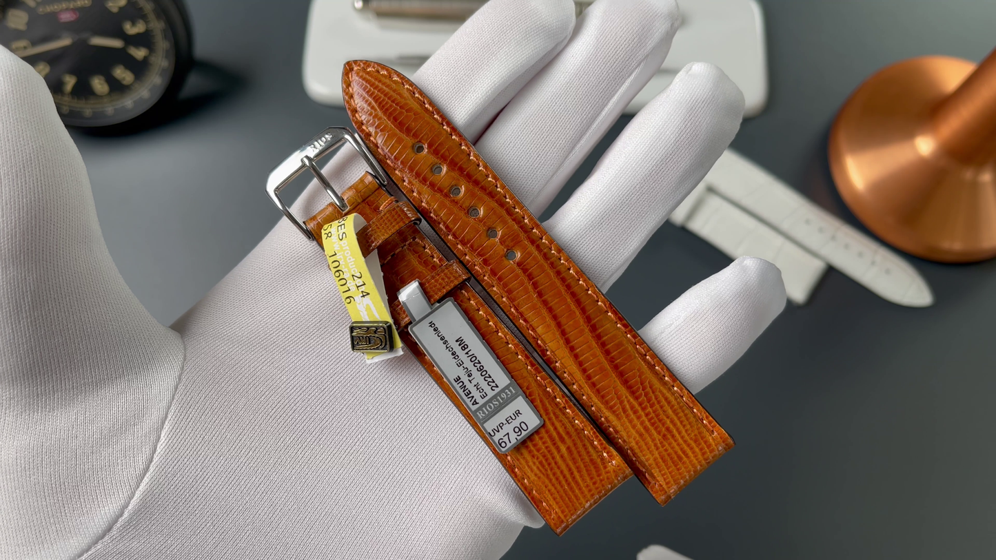 RIOS1931 Genuine Teju lizard leather bracelet 20mm - cognac - length M