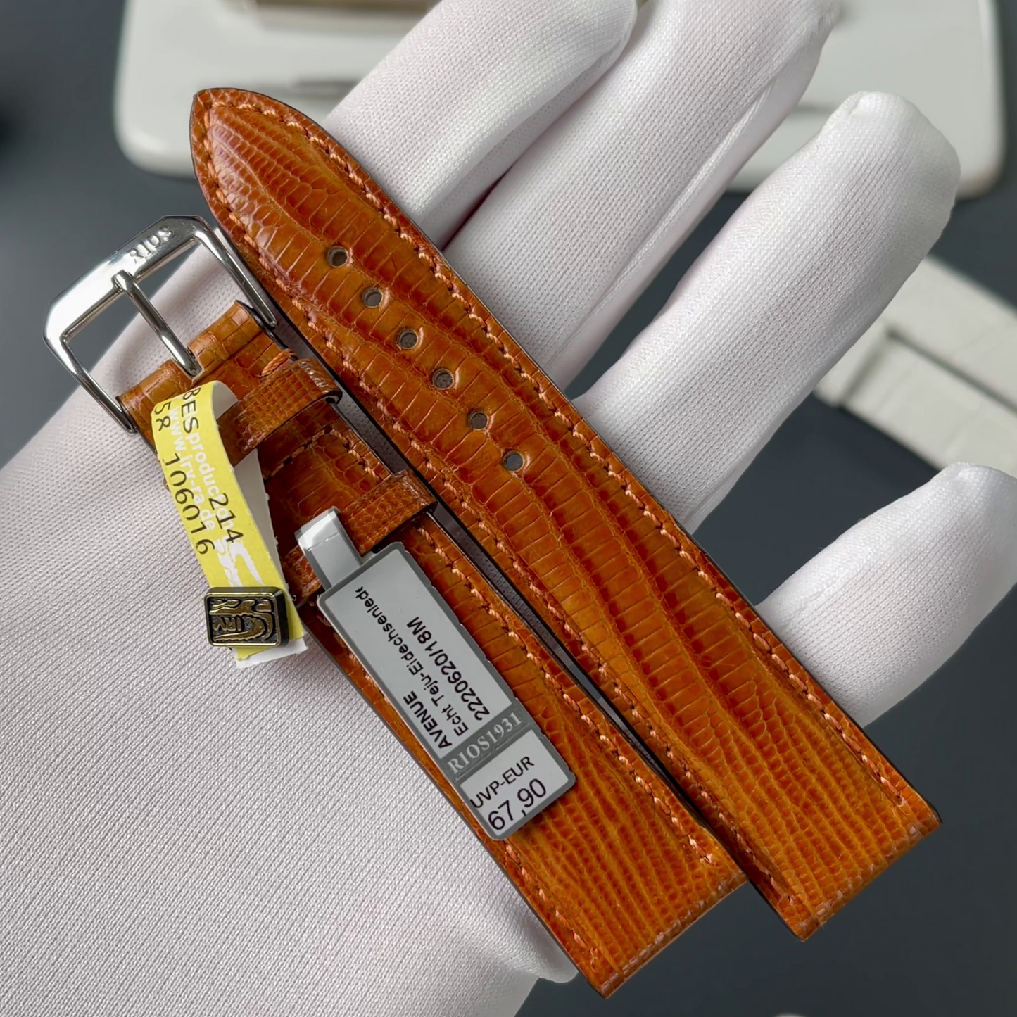 RIOS1931 Genuine Teju lizard leather bracelet 20mm - cognac - length M