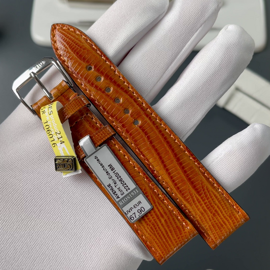 RIOS1931 Echt Teju-Eidechsen-Lederarmband 20mm- cognac - Länge M