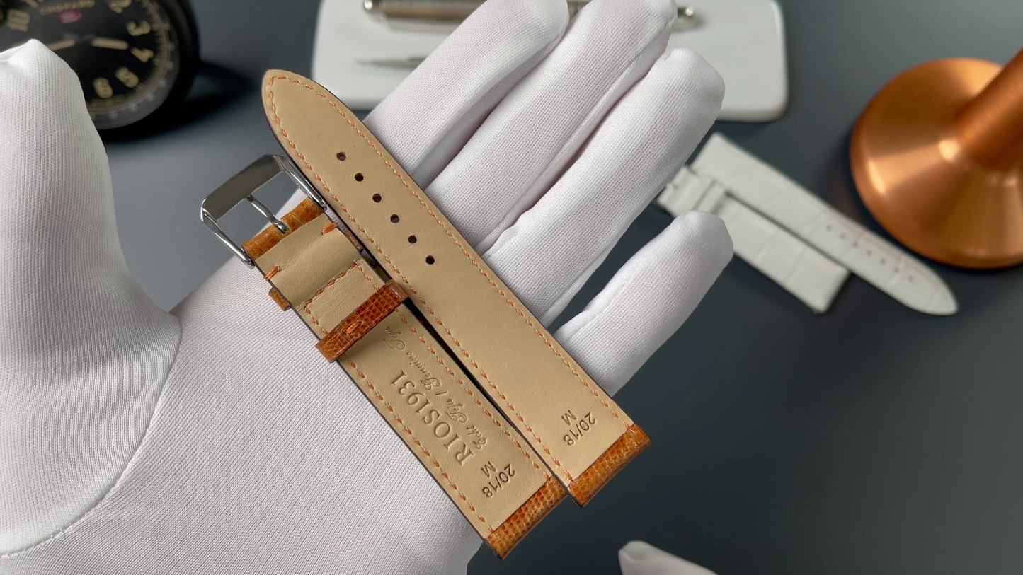 RIOS1931 Genuine Teju lizard leather bracelet 20mm - cognac - length M