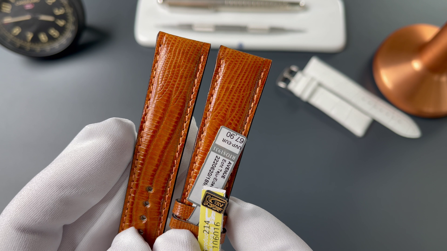 RIOS1931 Genuine Teju lizard leather bracelet 20mm - cognac - length M