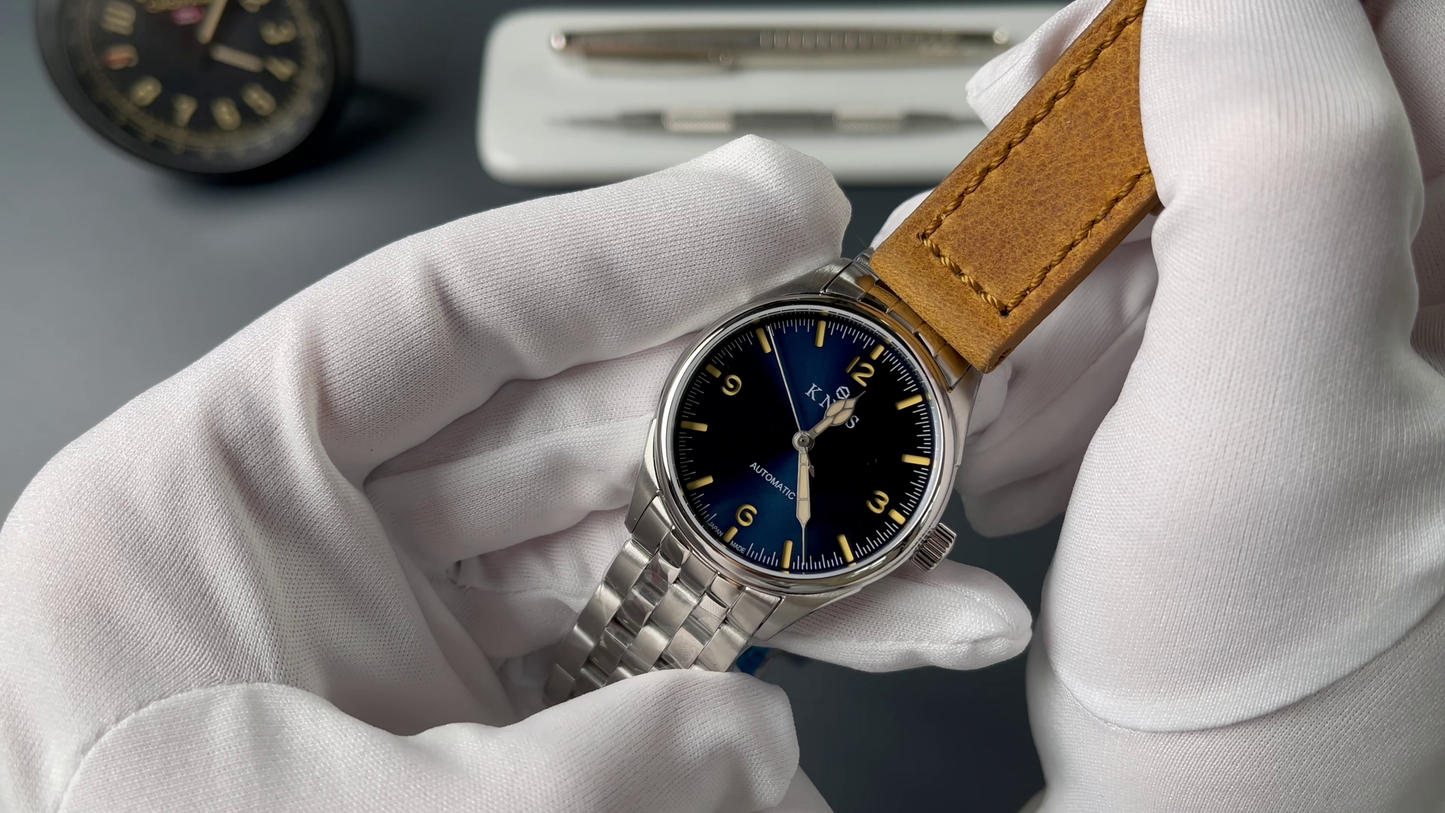 KNIS Automatic Retro Modern Super Luminova Blue 38 mm